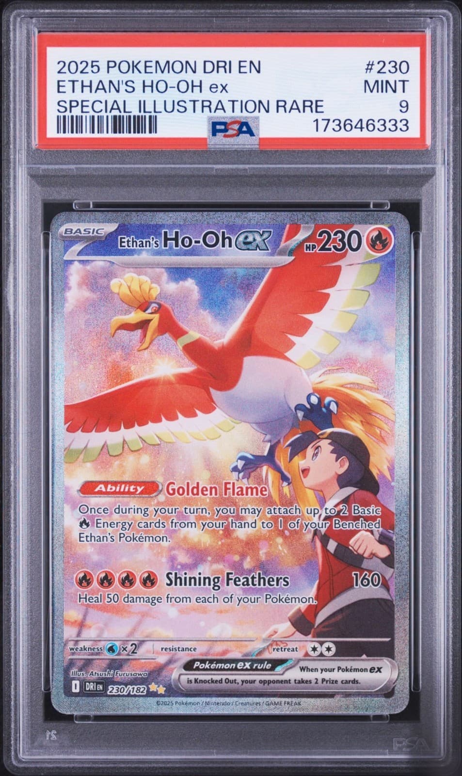 2025 Pokemon Ethan's Ho-Oh ex 230/182 Sv10: Destined Rivals Holo PSA 9