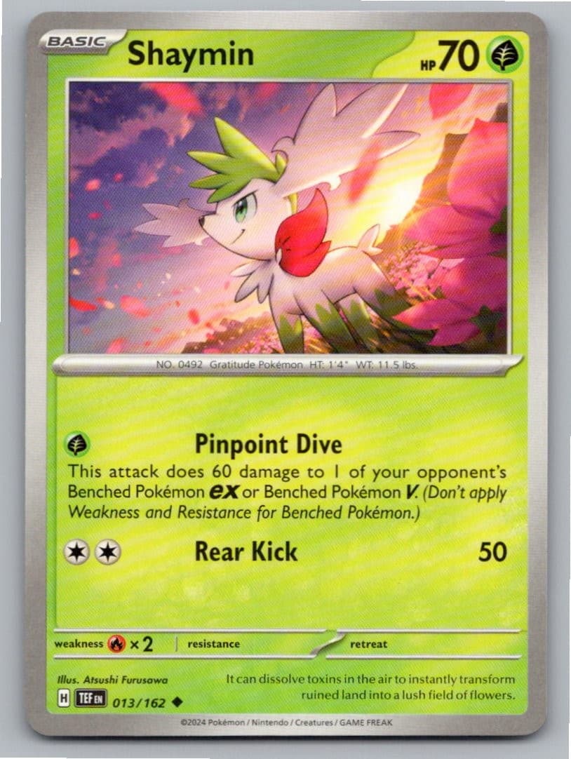 2024 POKEMON SHAYMIN TEMPORAL FORCES 013/162 UNCOMMON NM A39023 FREE S&H