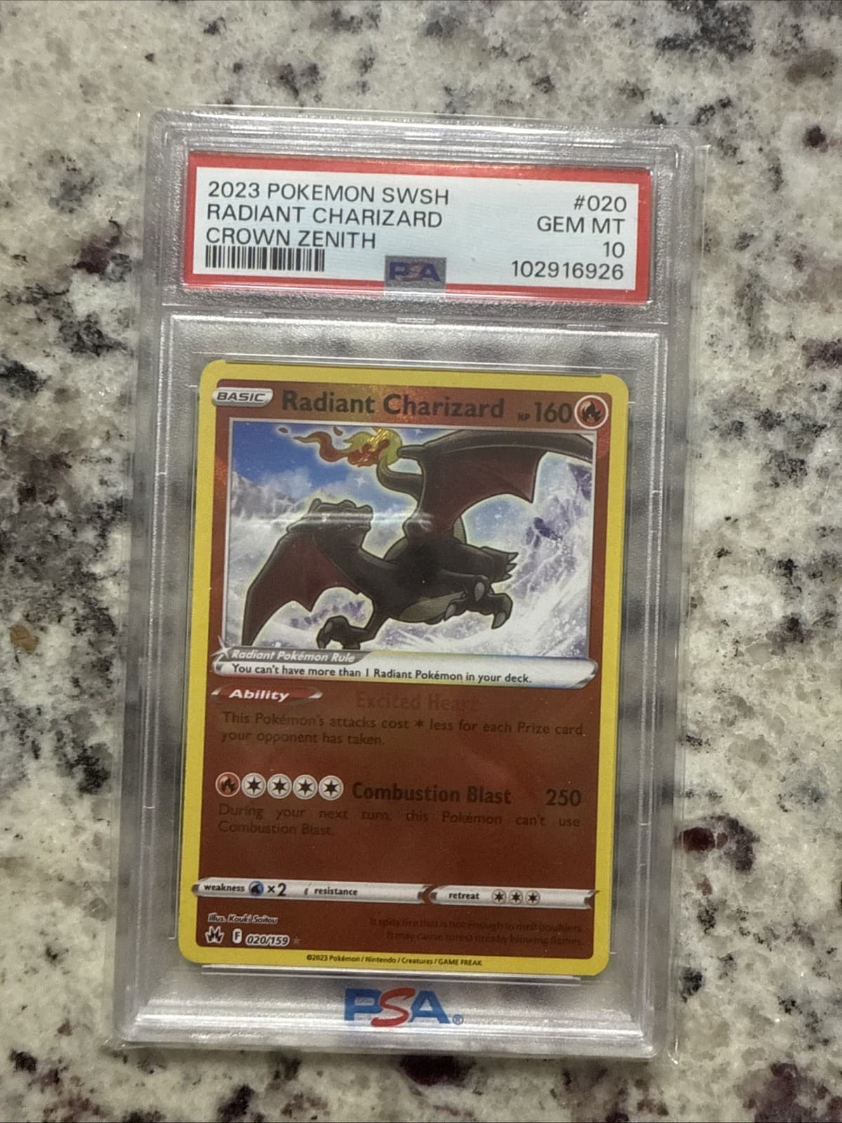 2023 Pokémon SWSH Radiant Charizard Crown Zenith #020 PSA 10