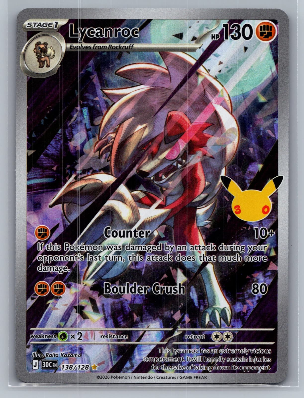 Lycanroc #138/128 2026 30th Celebration Pokemon TCG