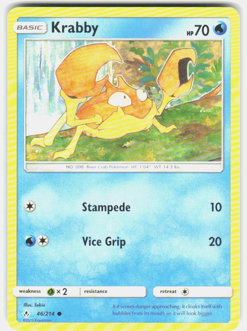 KRABBY 46/214 COMMON UNBROKEN BONDS POKEMON LP