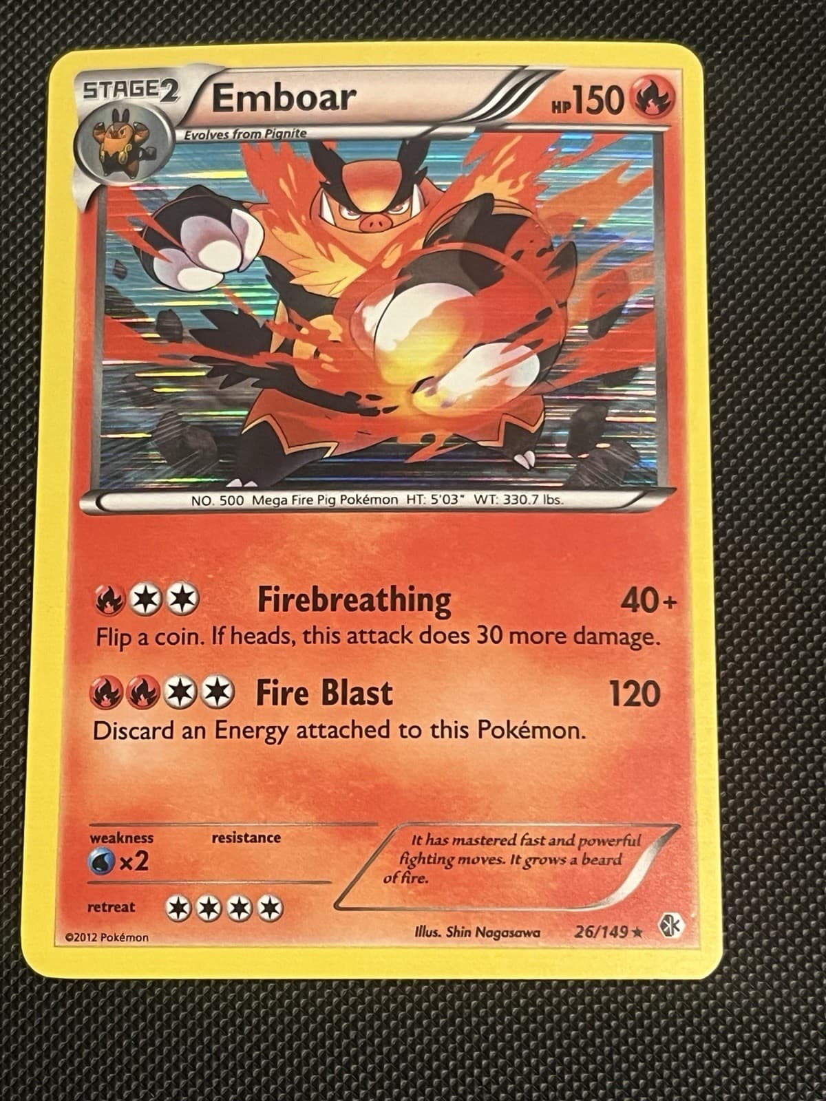 Emboar (26/149) Boundaries Crossed - Holo Rare - 2012 -LP - Pokemon TCG