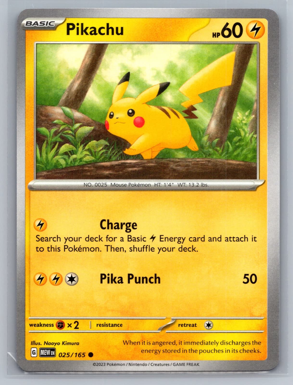 Pikachu 025/165 Scarlet & Violet 151 Pokemon TCG NM