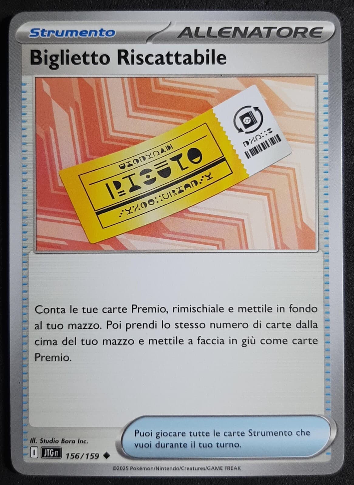 BIGLIETTO RISCATTABILE 156/159 STRUMENTO in Italiano POKEMON Allenatore