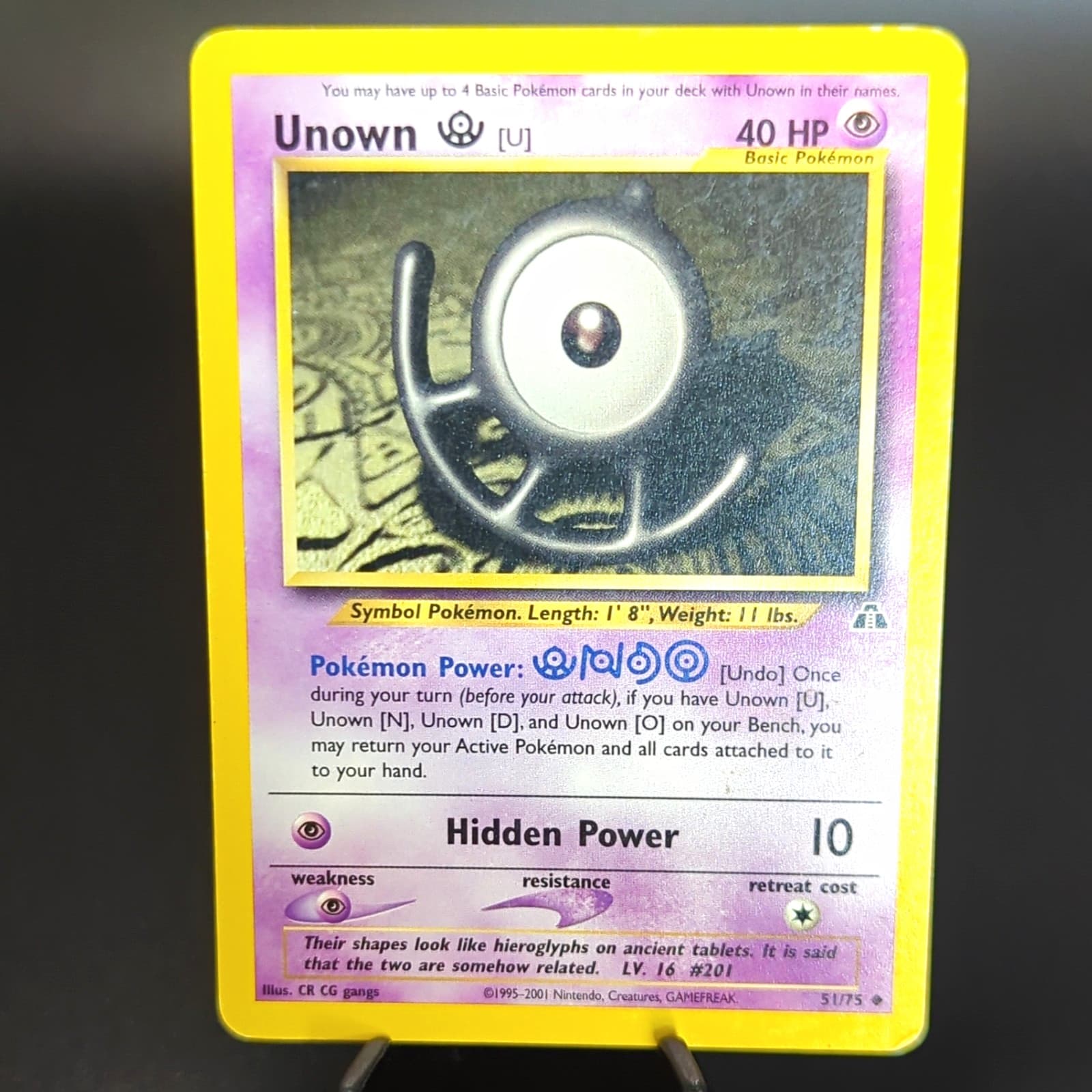 Pokémon Co. Pokémon TCG Unown [U] 51/75 Neo Discovery Unc Eng Unlimited 40HP