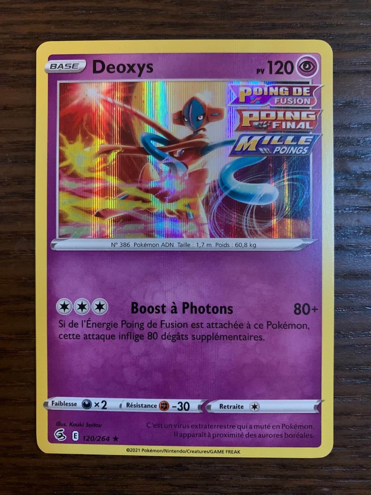 Carte Pokémon HOLO Deoxys 120/264 EB08 Epée & Bouclier Poing de Fusion FR NEUF
