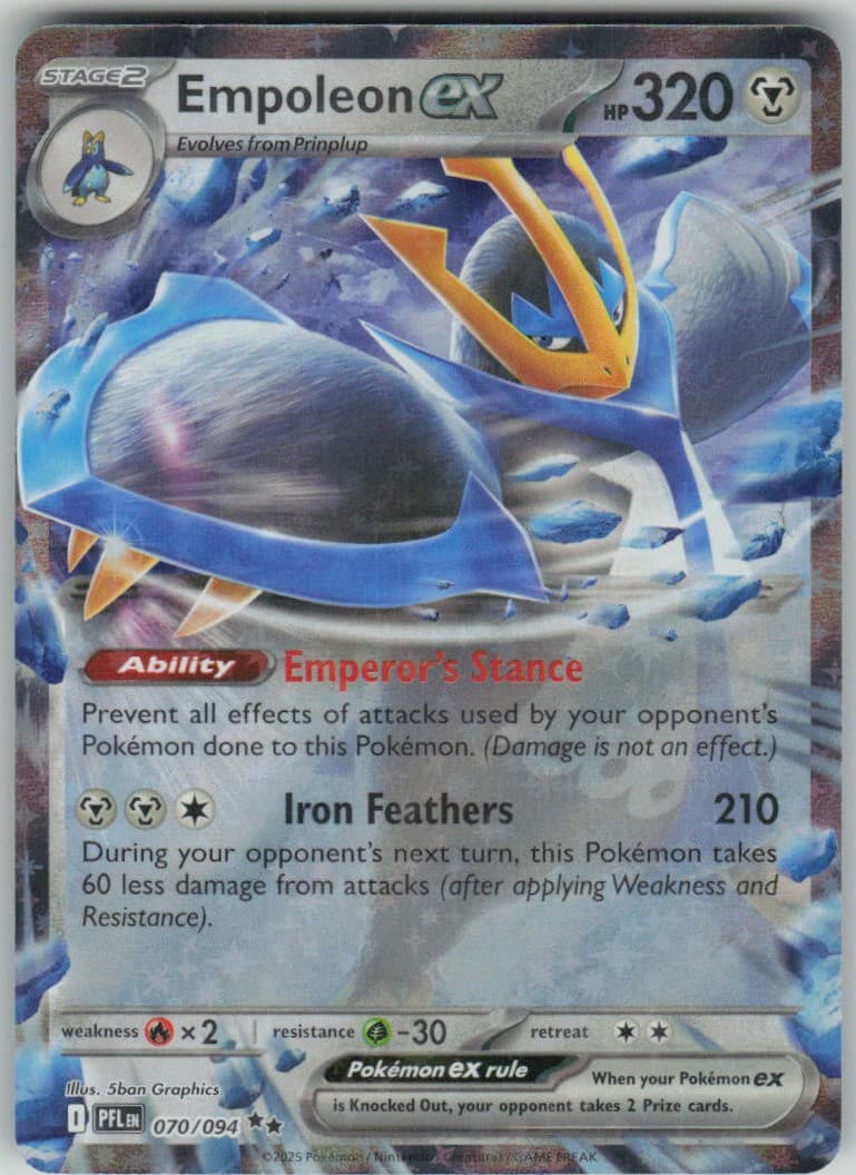 Empoleon Ex Pokémon — English Phantasmal Flames 070/094 DR Holo NM