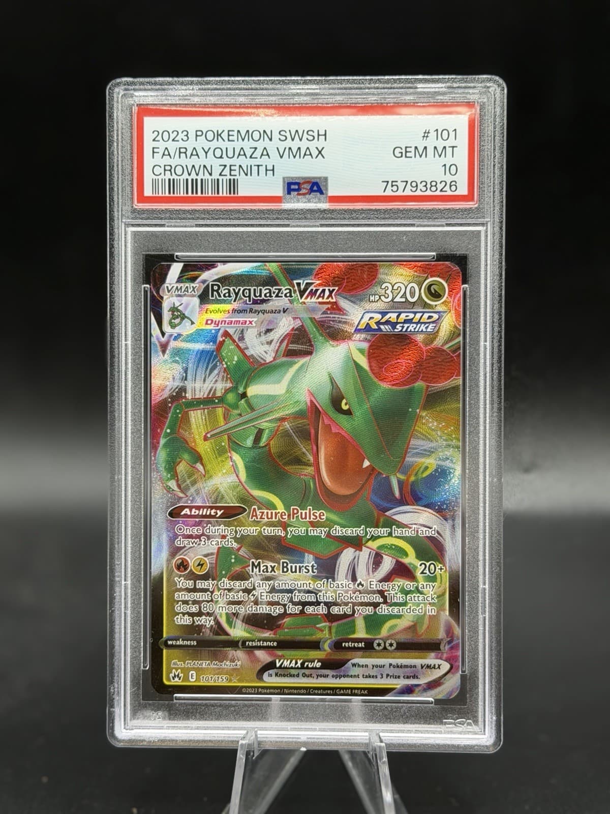 RAYQUAZA VMAX 2023 POKEMON SWSH FULL ART CROWN ZENITH #101 PSA 10 GEM MINT