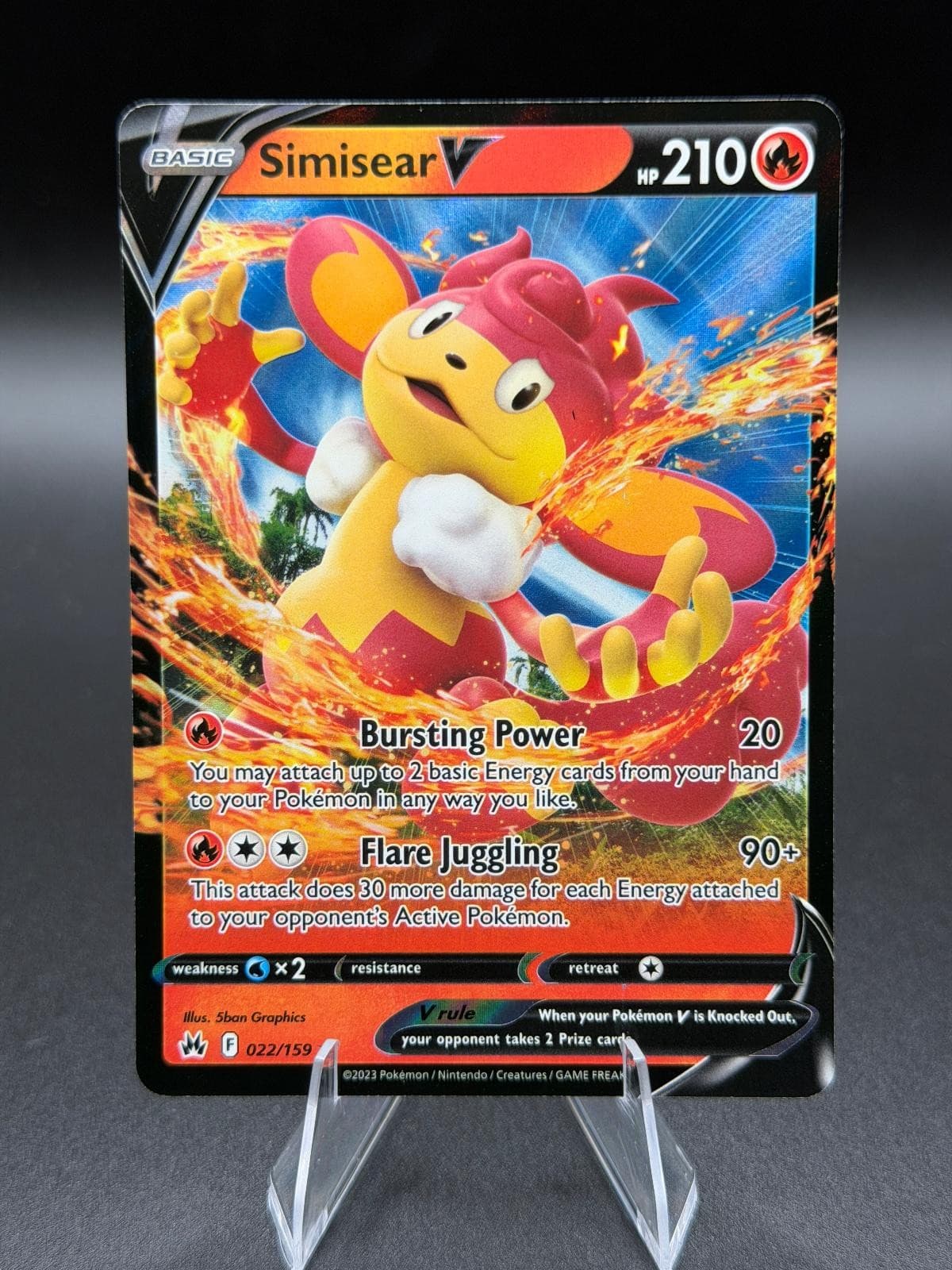 Simisear V 022/159 Holo V Rare Crown Zenith - NM