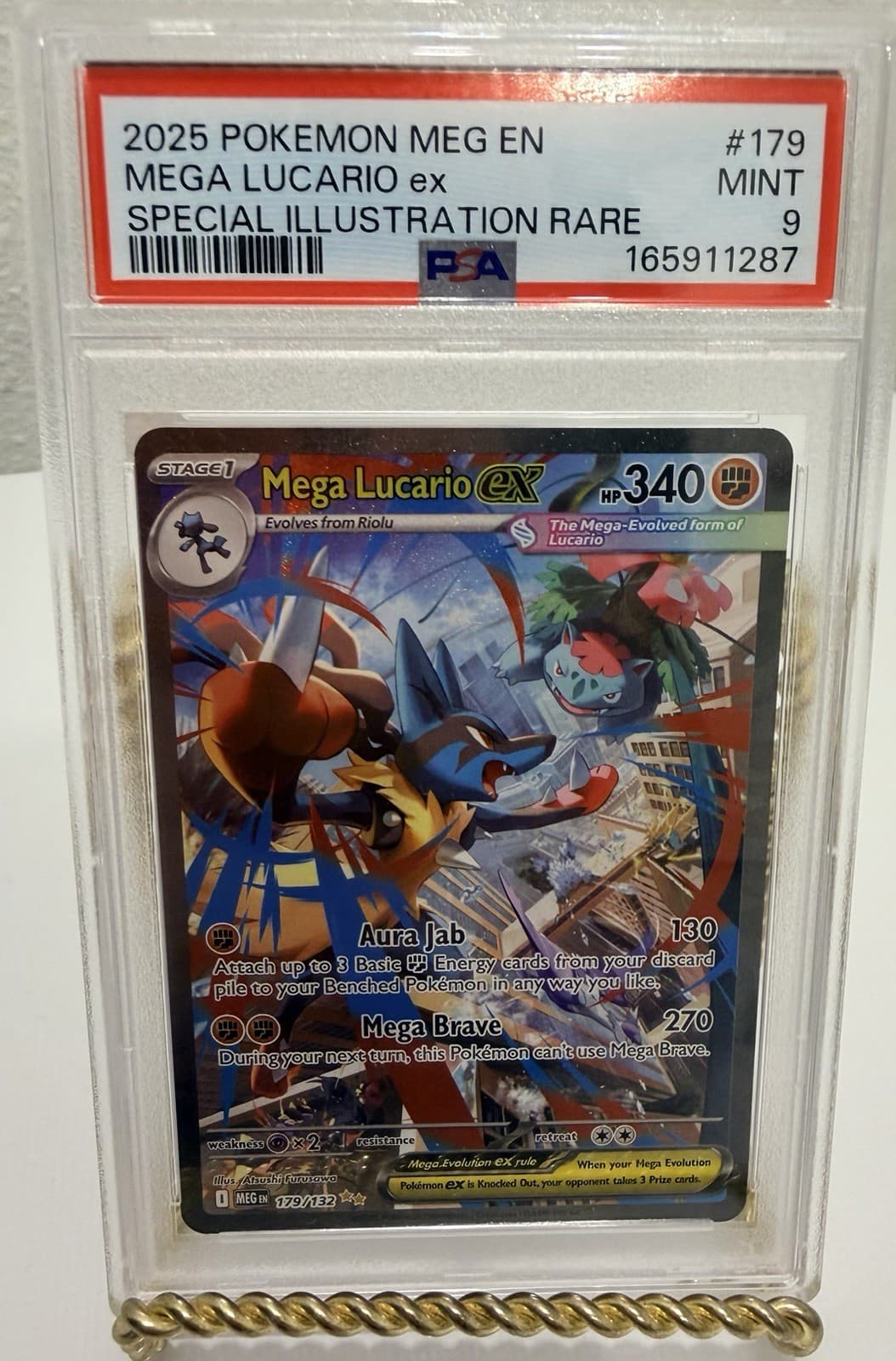Pokemon TCG Mega Lucario ex #179/132 Me01 SIR Holo EN PSA 9