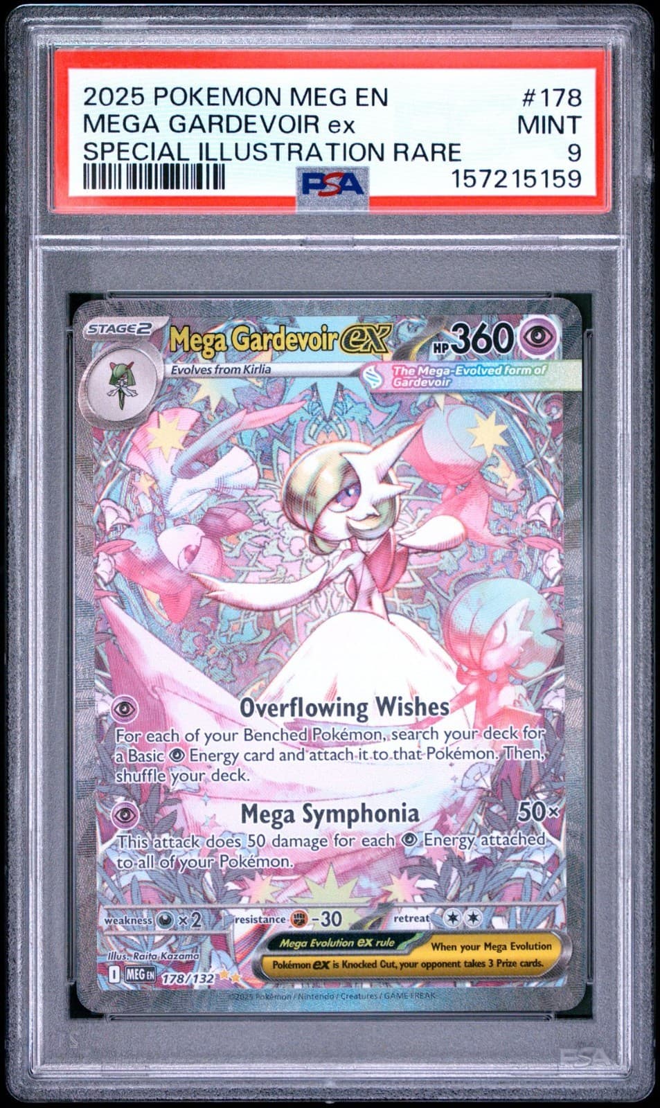 PSA 9 MEGA GARDEVOIR EX 178/132 SIR MEGA EVOLUTION BASE POKEMON 😍