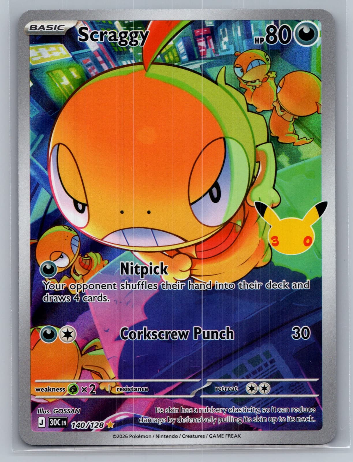 Scraggy #140/128 2026 30th Celebration Pokemon TCG — photo 1 of 2