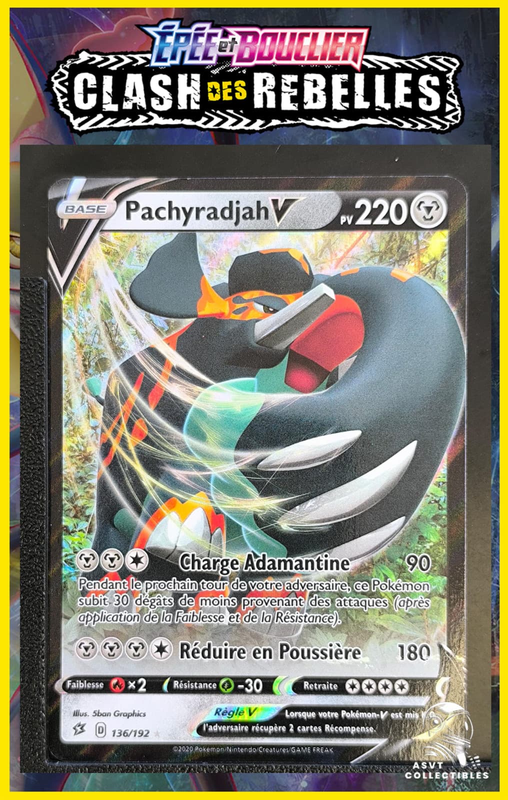 Carte Pokémon Pachyradjah V 136/192 EB02 Clash Des Rebelles Epee Bouclier FR