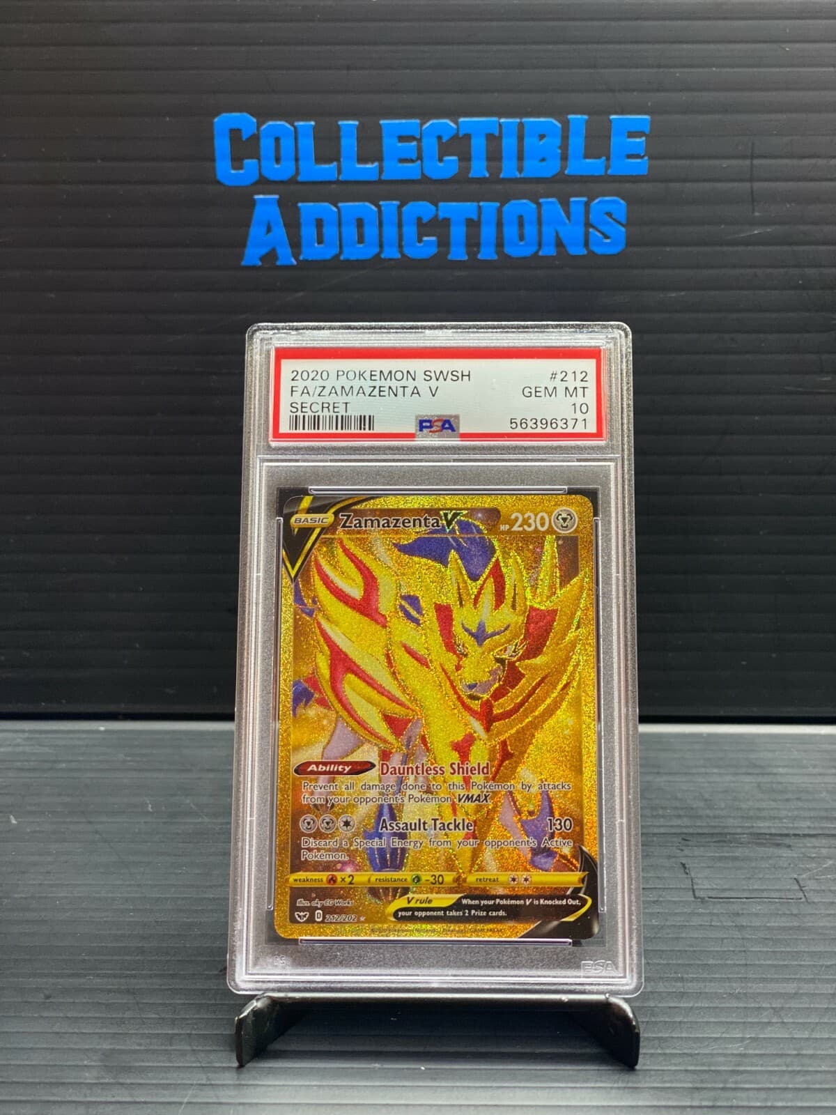 Zamazenta V GOLD SECRET RARE 212/202 Sword  Shield Full Art PSA 10 GEM MINT T498