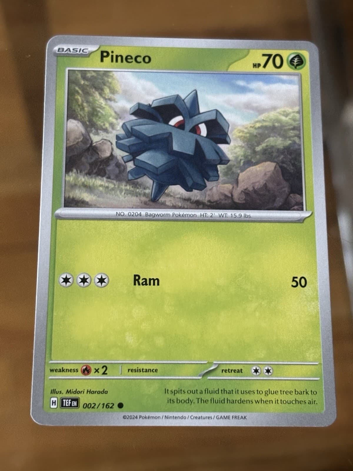 Pineco - 002/162 - Common - Temporal Forces Pokemon Card