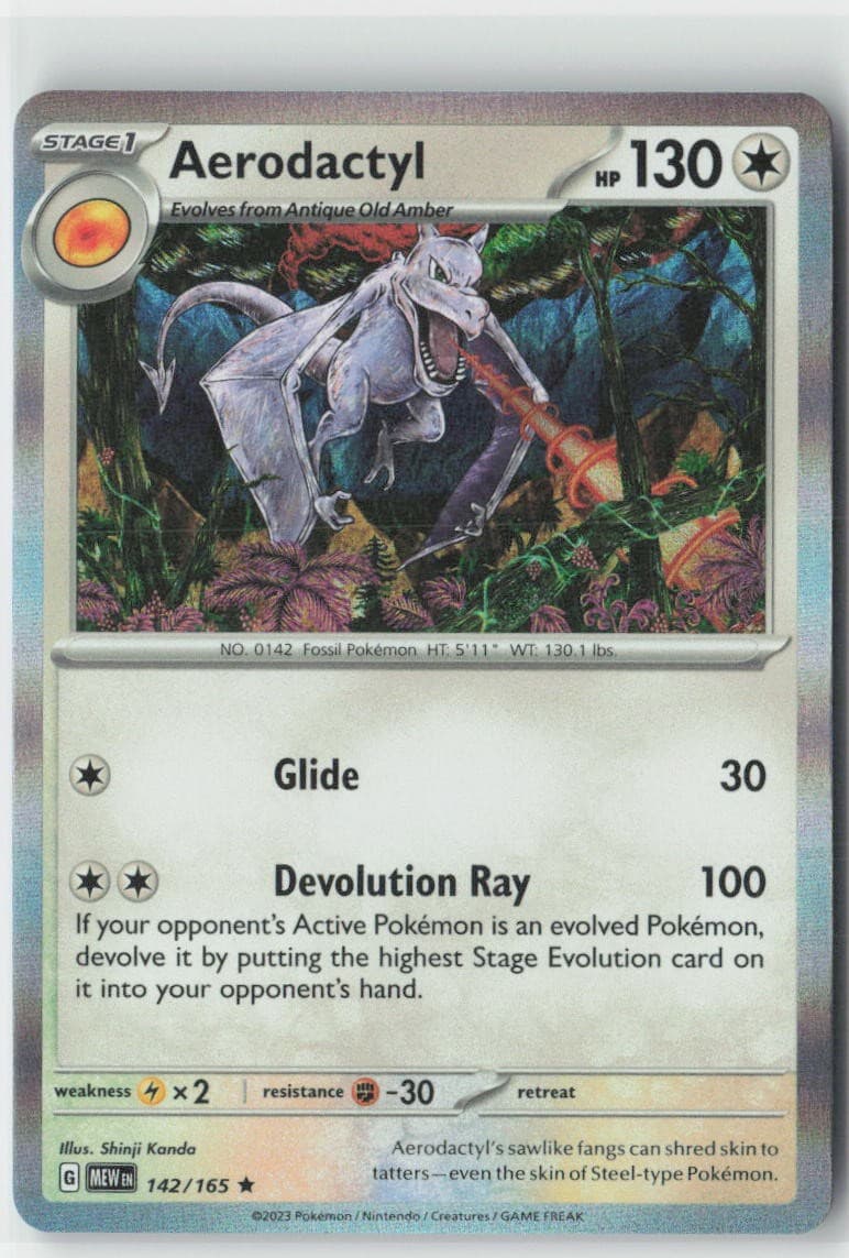 Aerodactyl 142/165 Rare 151 Pokemon Holo Near Mint