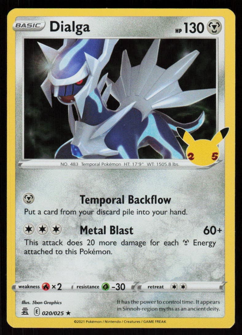 Dialga 020/025 Rare Celebrations Pokemon Holo Lightly Played