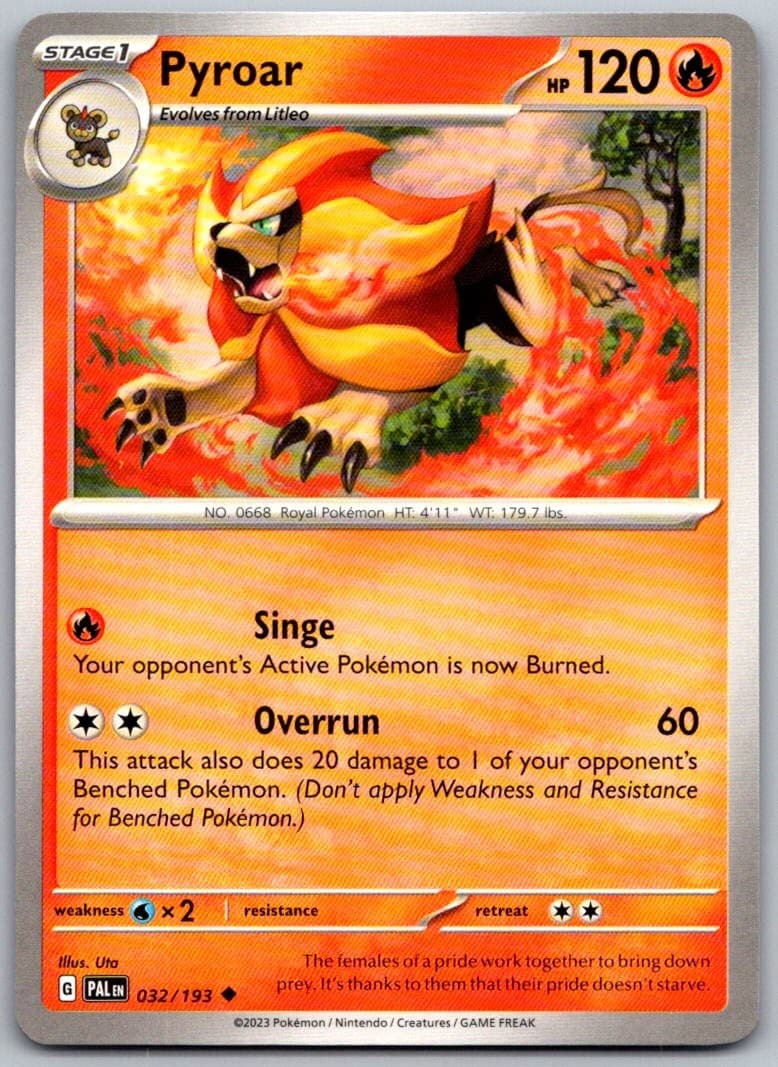 Pyroar Paldea Evolved 032/193 Uncommon PokéMon — English Near Mint