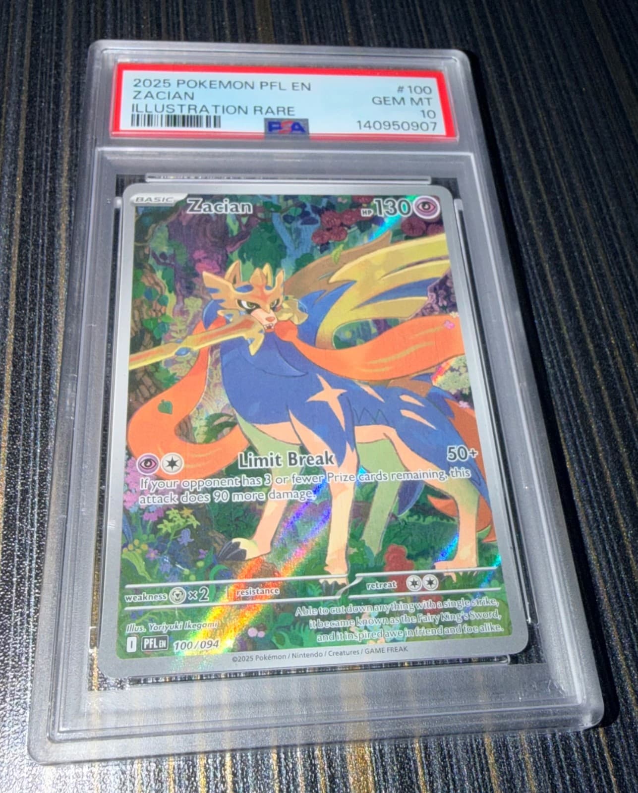 2025 POKEMON PFL EN-PHANTASMAL FLAMES ILLUSTRATION RARE #100 ZACIAN PSA 10