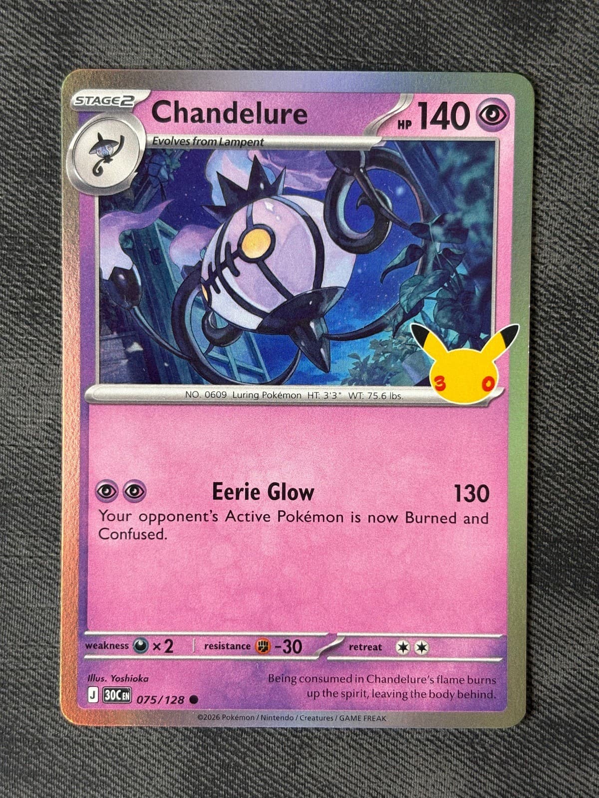 Chandelure 075/128 Common ME: 30th Celebration Pokemon Holo Near Mint