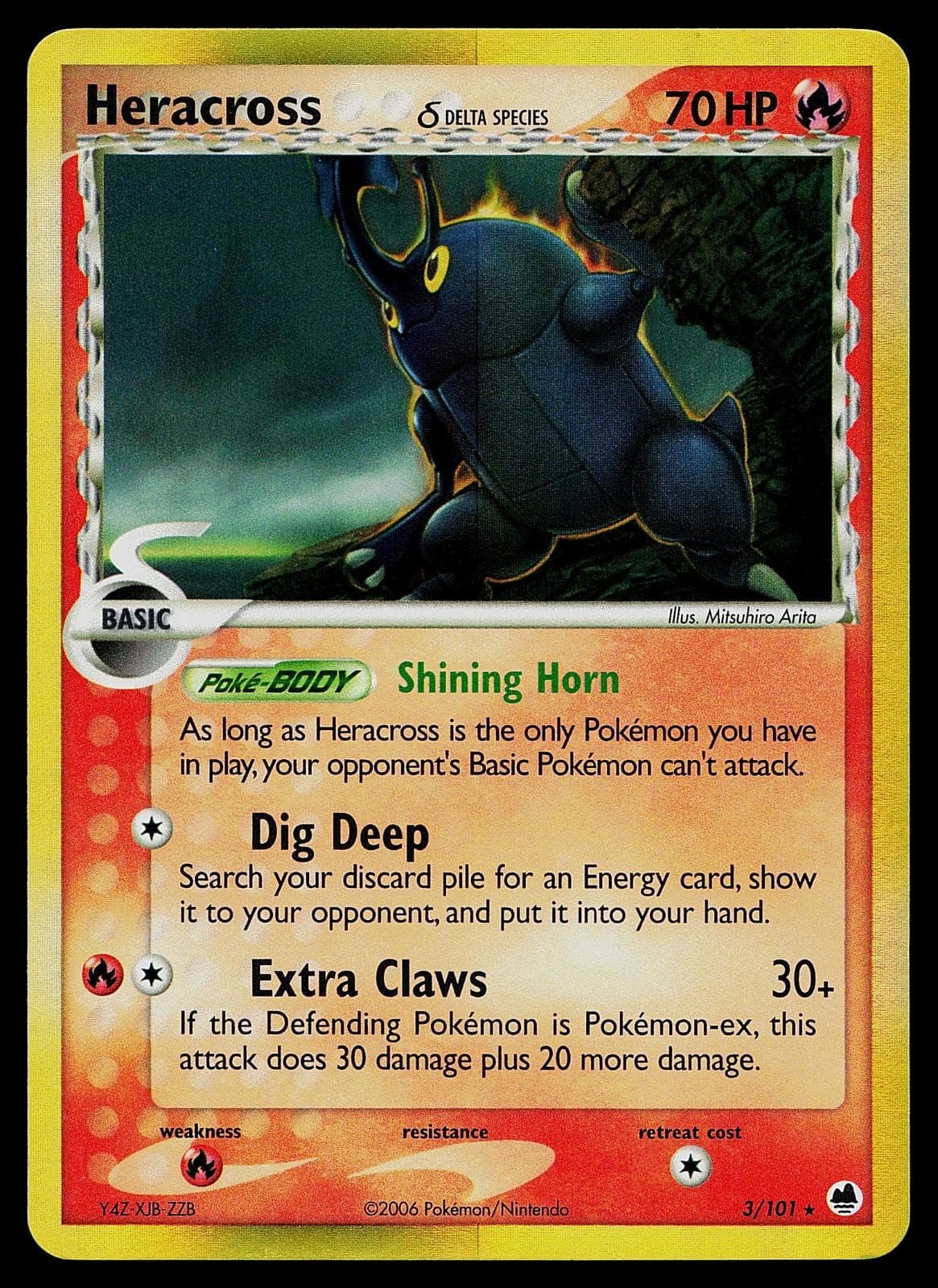 Pokemon Card - Heracross Dragon Frontiers 3/101 Holo Rare