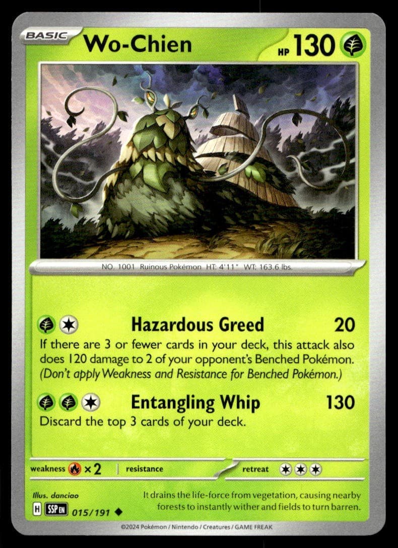 Wo-Chien 15/191 Pokemon Card Surging Sparks Uncommon 130 HP Near Mint LU