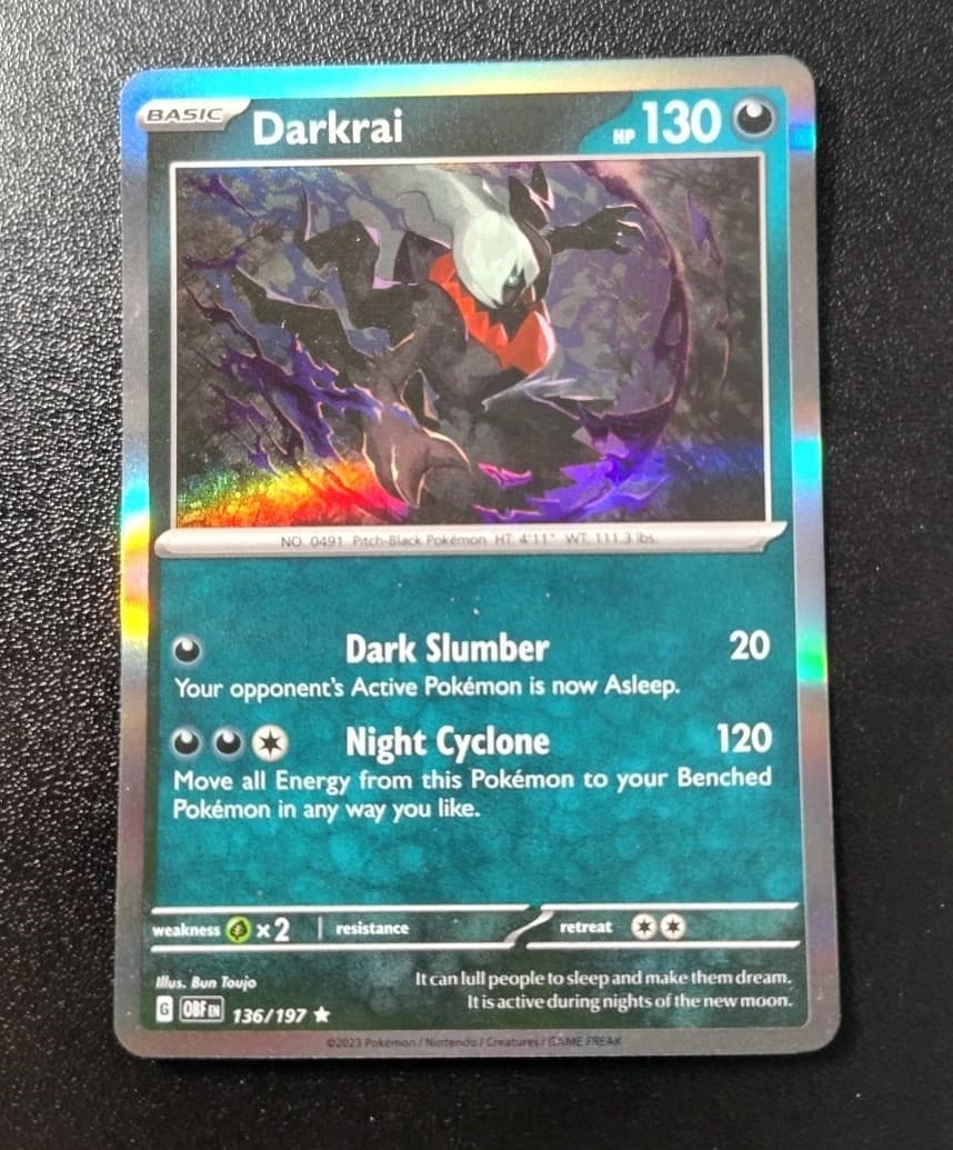 Pokemon Obsidian Flames Darkrai Holo Rare Card 136/197 NM
