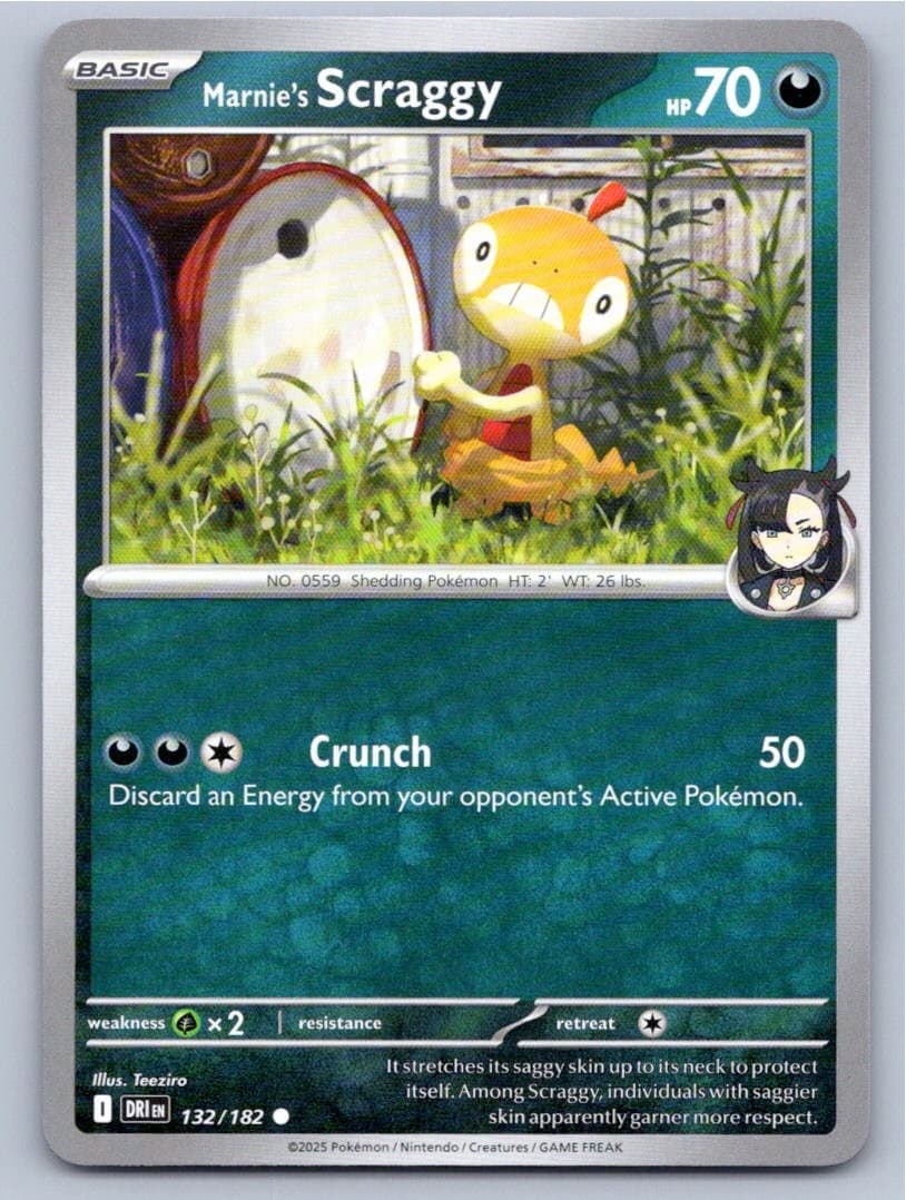 2025 POKEMON MARNIE'S SCRAGGY DESTINED RIVALS 132/182 C NM A55824 FREE S&H