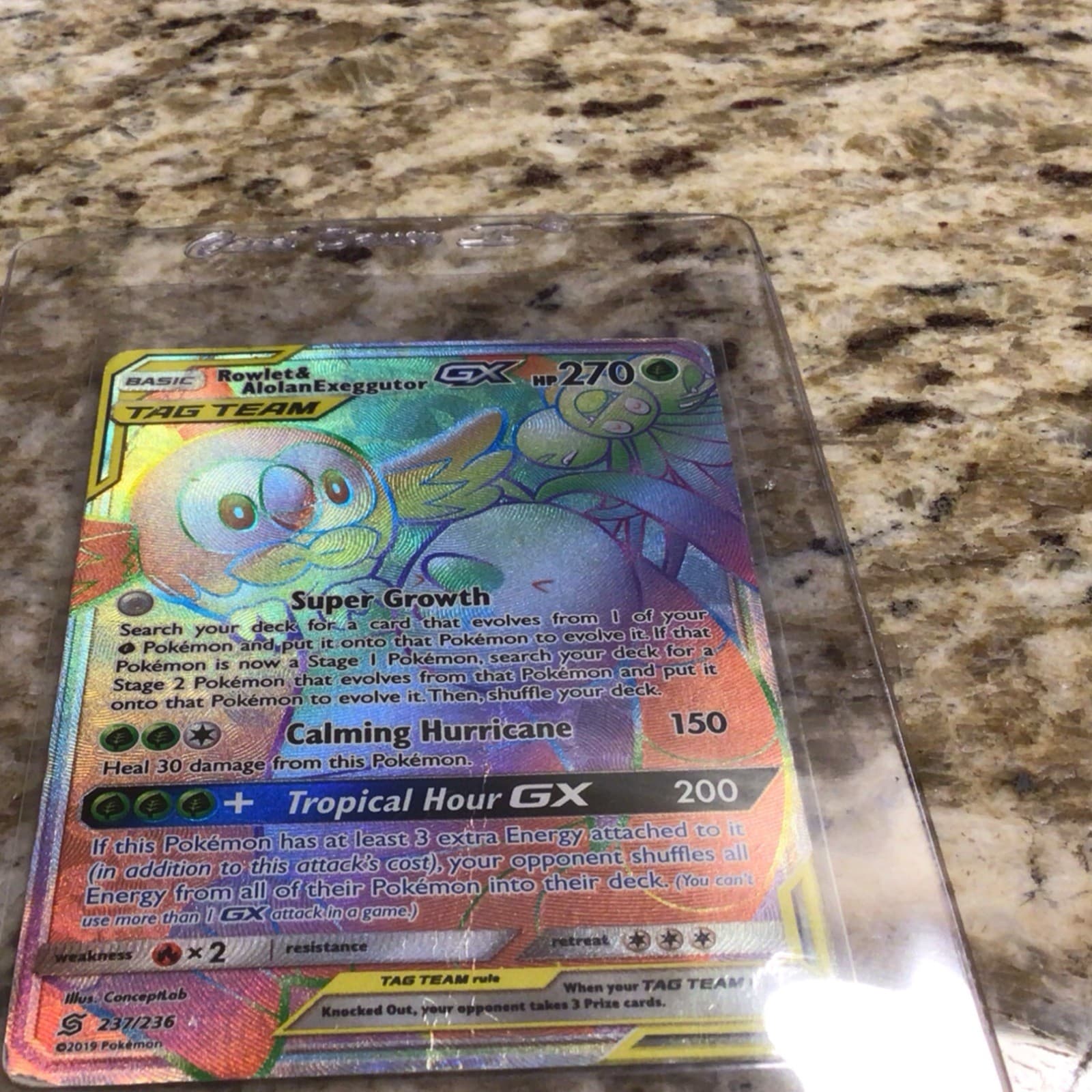 Pokemon TCG Rowlet & Alolan Exeggutor GX 237/236 Unified Minds Full Art Holo Se…