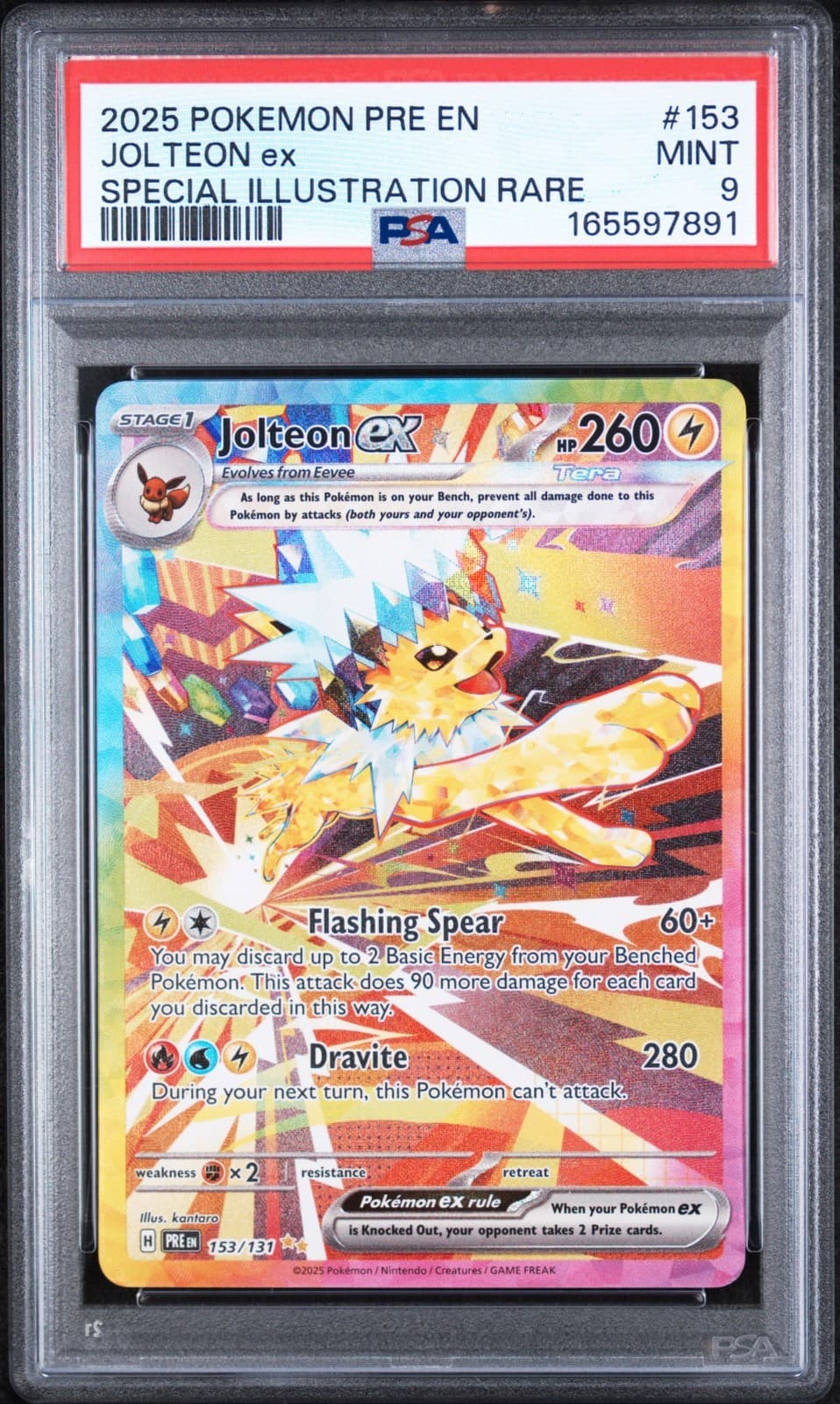 Pokémon TCG Jolteon ex 153/131 Prismatic Evolutions SIR Holo PSA 9