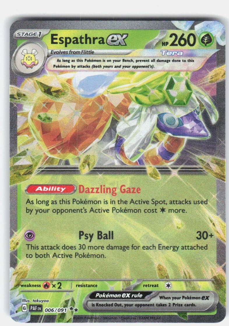 Espathra ex 006/091 Ultra Rare Paldean Fates Pokemon Holo Near Mint