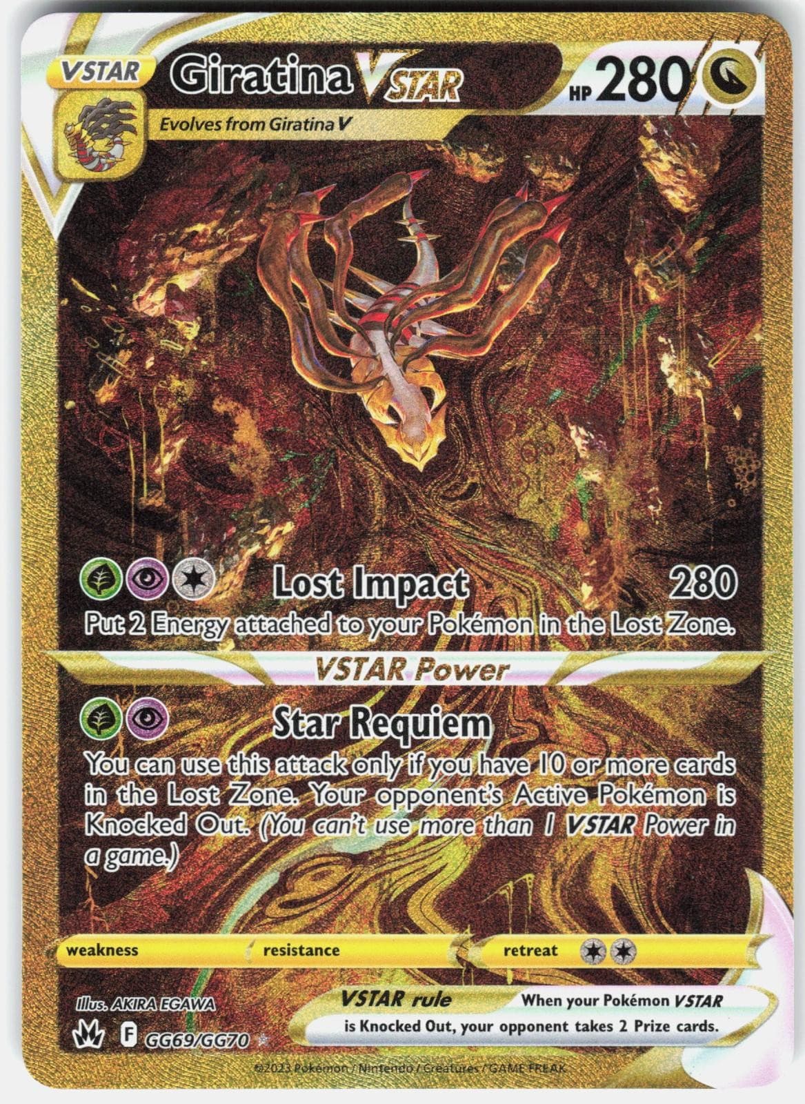 Pokemon Giratina VSTAR GG69/GG70 Crown Zenith Galarian Gallery Pokemon A