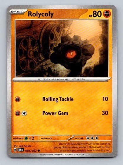 2024 Pokemon Card Temporal Forces Rolycoly 93/162
