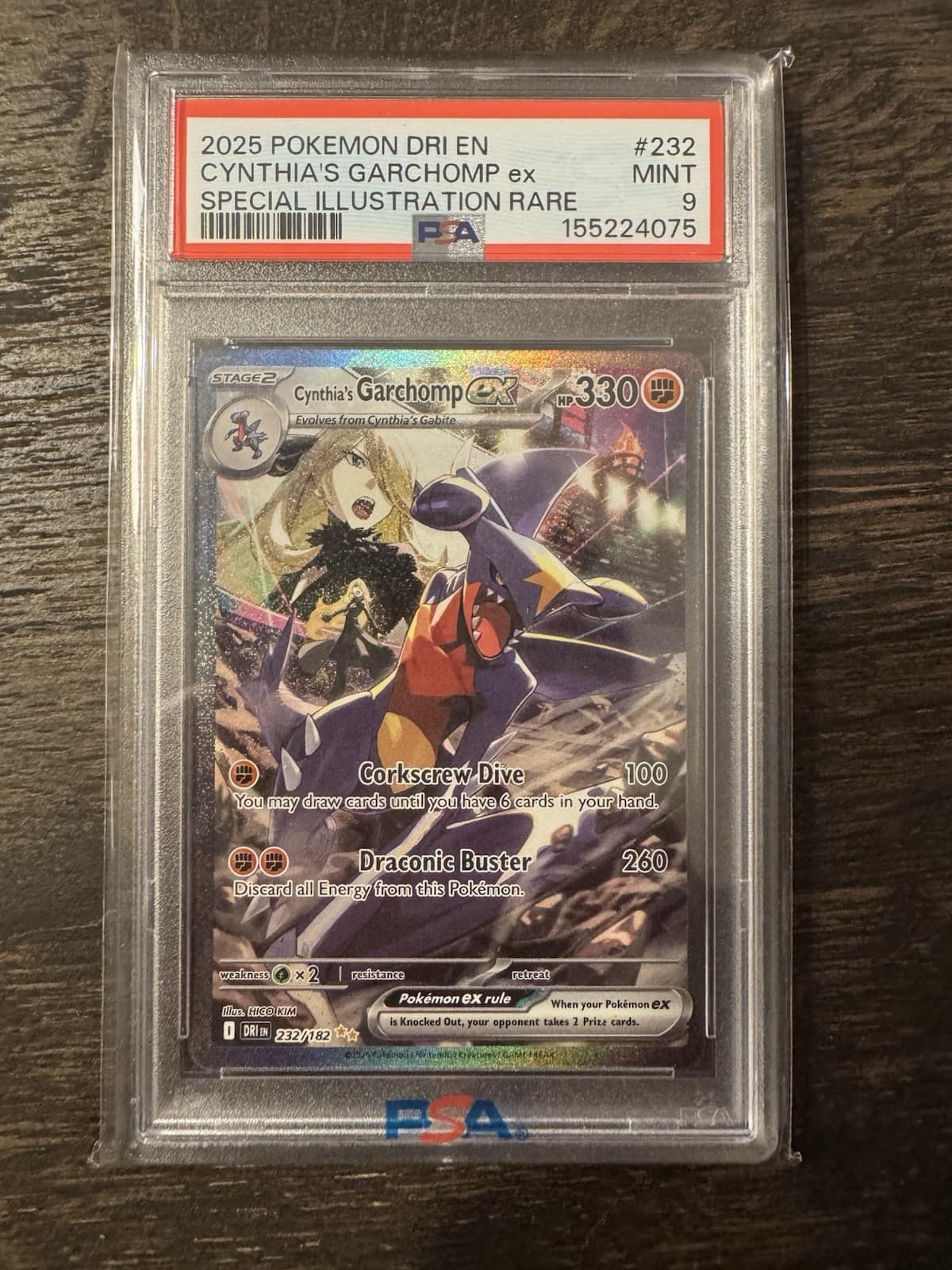 Pokemon TCG Cynthia's Garchomp ex Destined Rivals SIR Holo EN 232/182 PSA 9