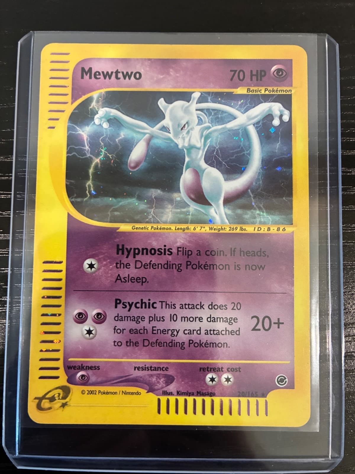 mewtwo 2002 20/165 expedition holo *swirl* Pokémon card English.
