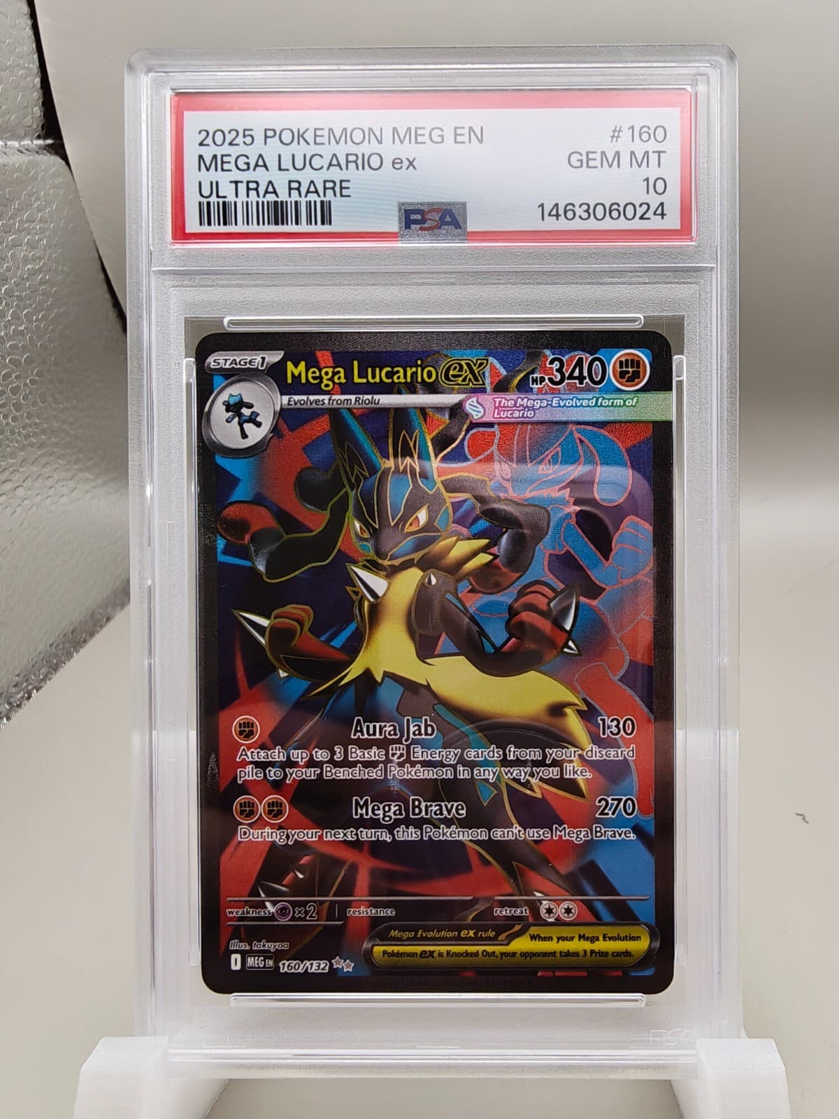 MEGA LUCARIO EX 160/132 ULTRA RARE MEGA EVOLUTION ENGLISH POKEMON PSA 10
