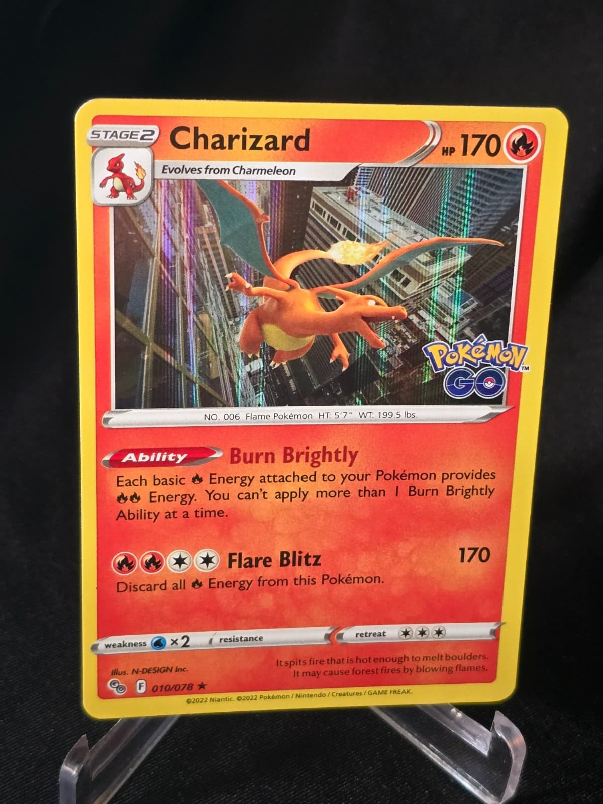 2022 Charizard 010/078 Pokemon GO Holo Rare Pokemon NM