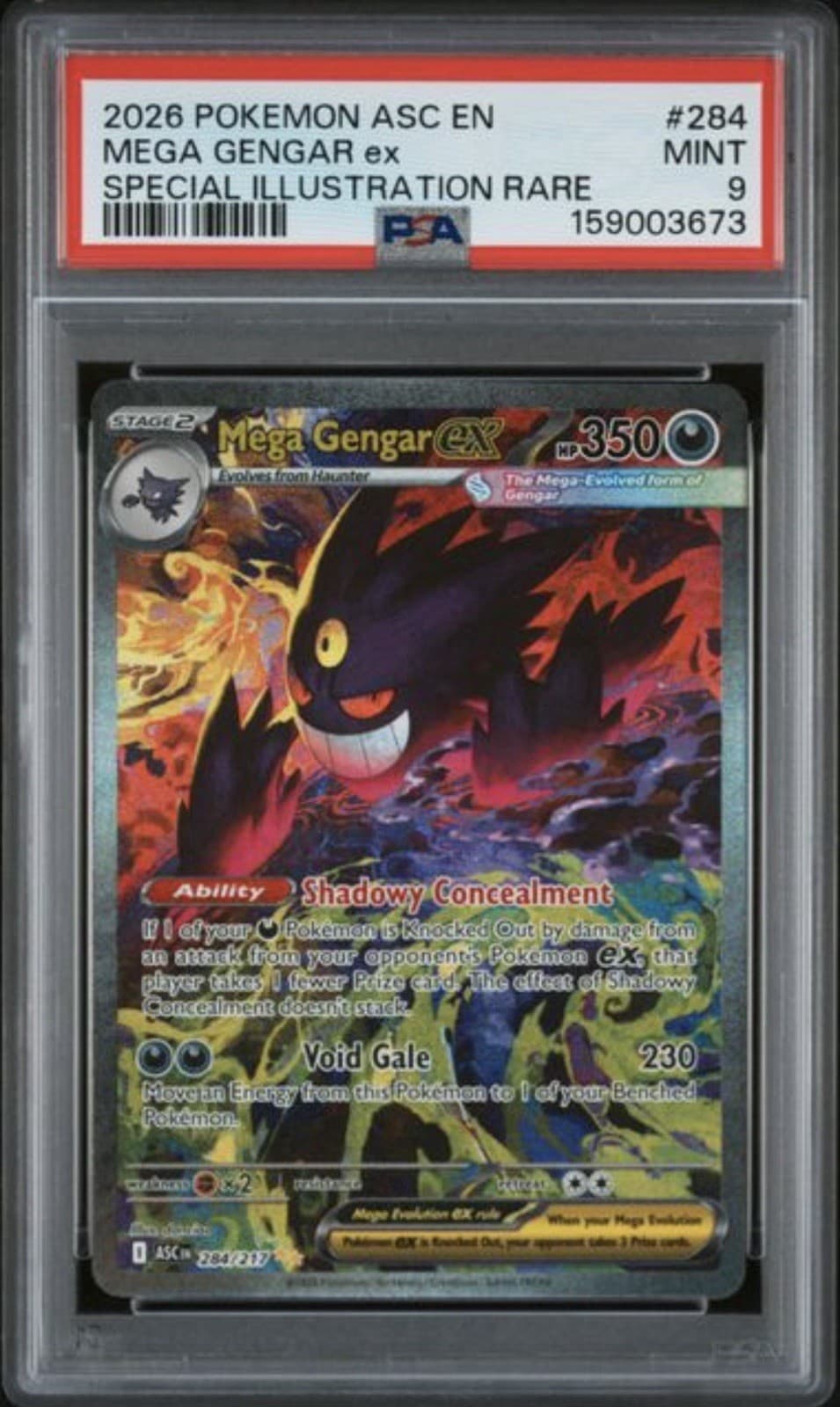 Mega Gengar ex 284/217 Me: Ascended Heroes SIR Holo English PSA 9