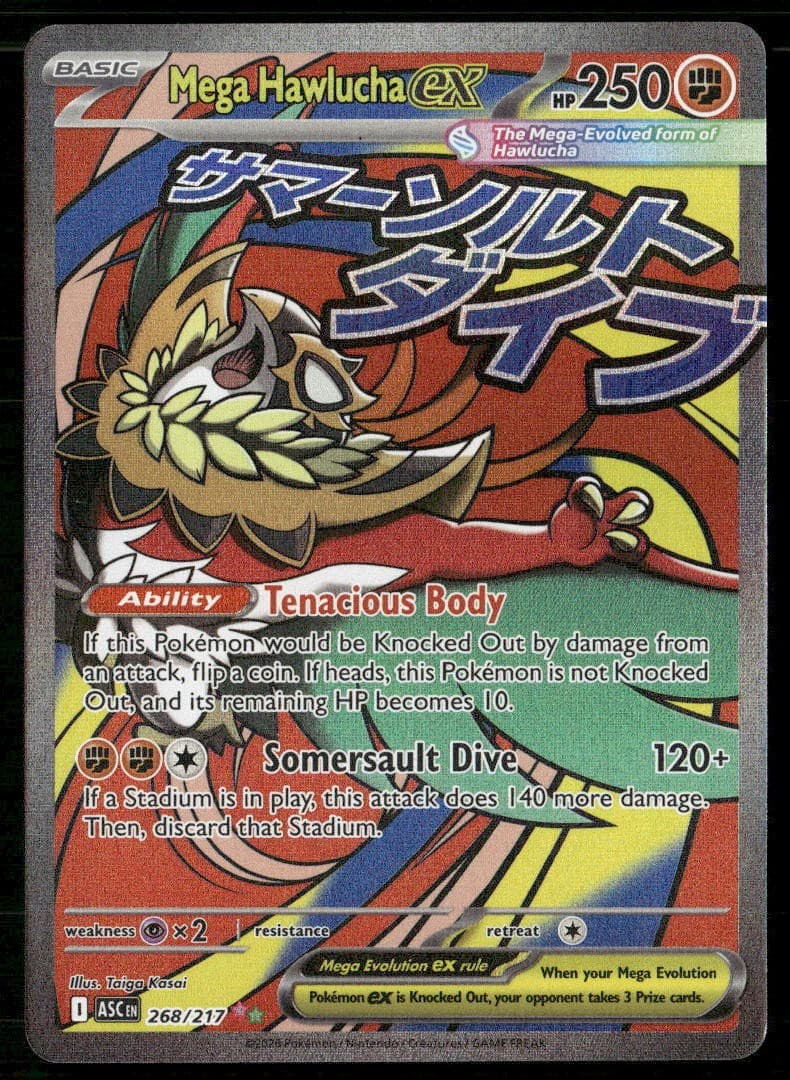 MEGA HAWLUCHA EX 268/217 MEGA ATTACK RARE ASCENDED HEROES POKEMON HOLO NM