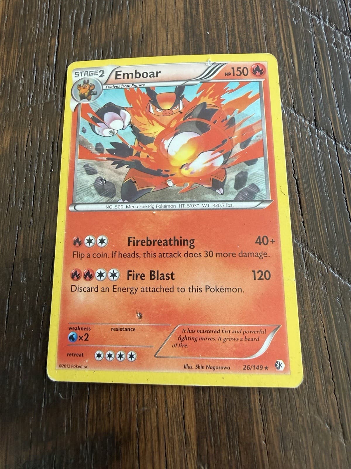 Emboar 26/149 Holo Rare Boundaries Crossed Pokemon