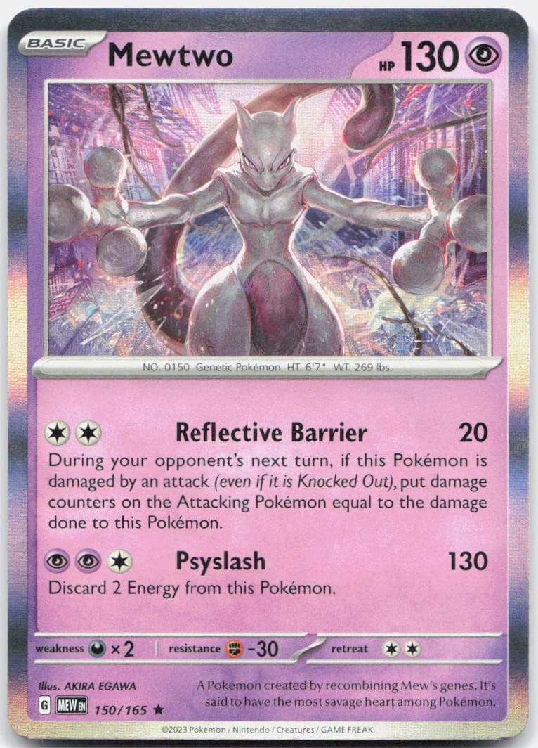Mewtwo 150/165 Rare 151 Pokemon Holo Near Mint