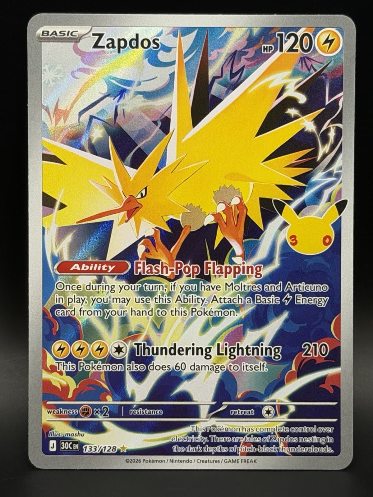 Pokémon TCG: 30th Celebration (133/128) Zapdos Illustration Rare (NM)