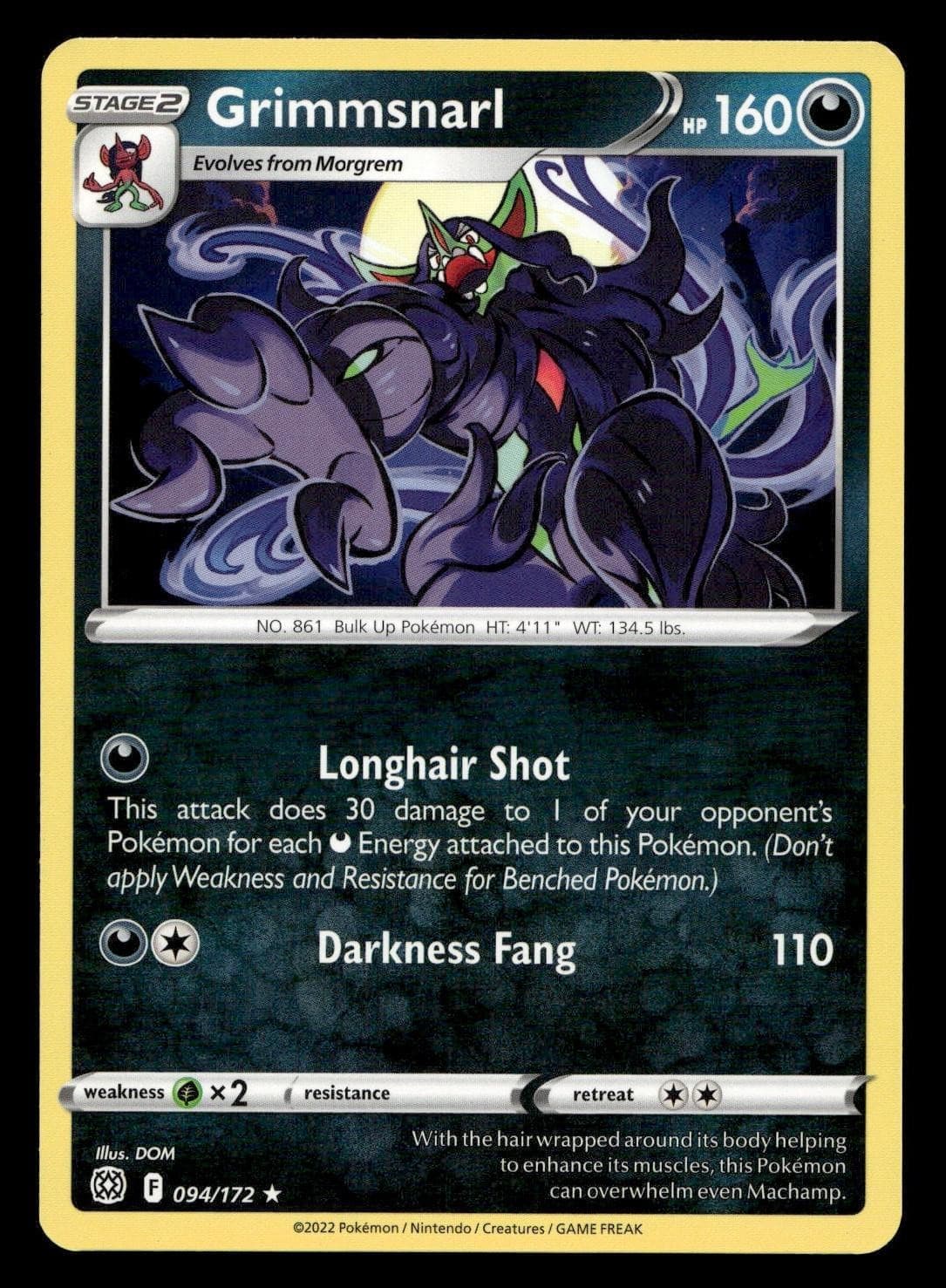 GRIMMSNARL 094/172 RARE BRILLIANT STARS POKEMON NEAR MINT
