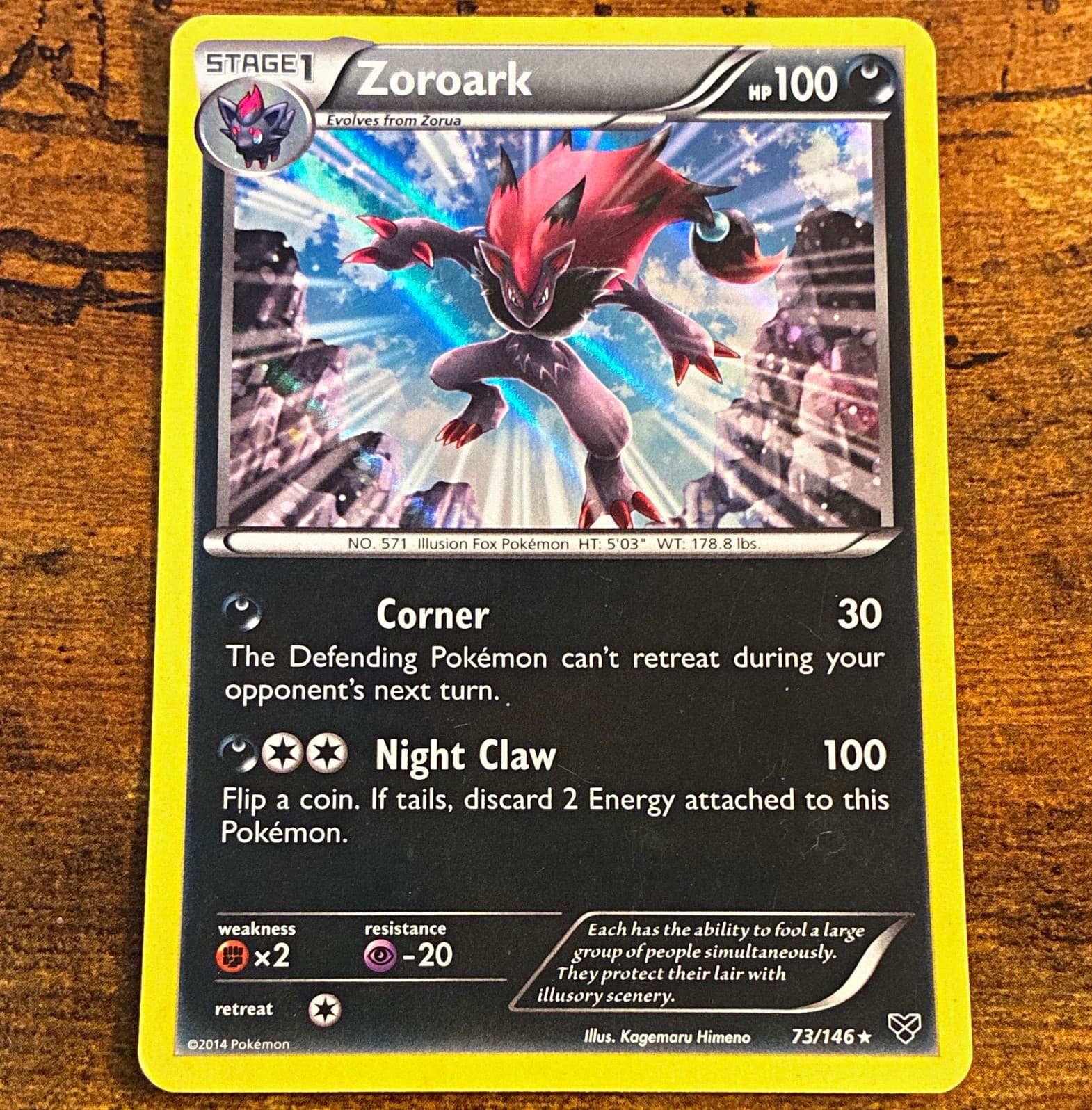 Zoroark 73/146 XY Holo Rare Stage 1 HP 100 English Pokémon TCG Card