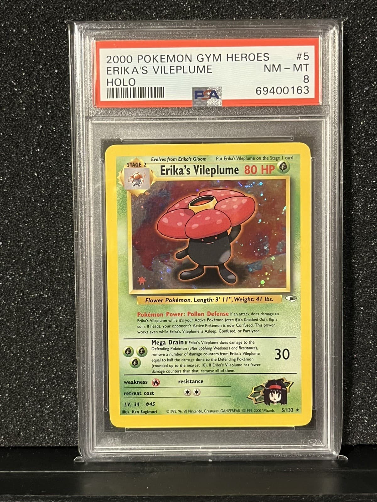Pokemon Gym Heroes Erika's Vileplume 5/132 PSA 8