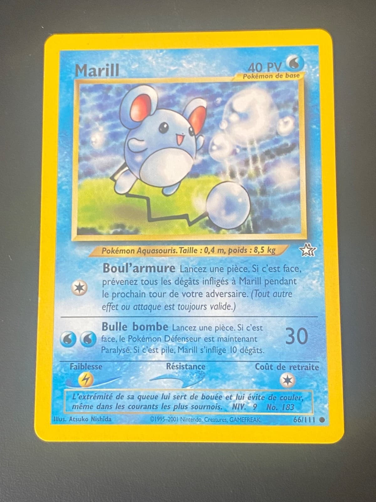 CARTE POKEMON MARILL 66/111 FR COMMUNE NEO GENESIS - EXC