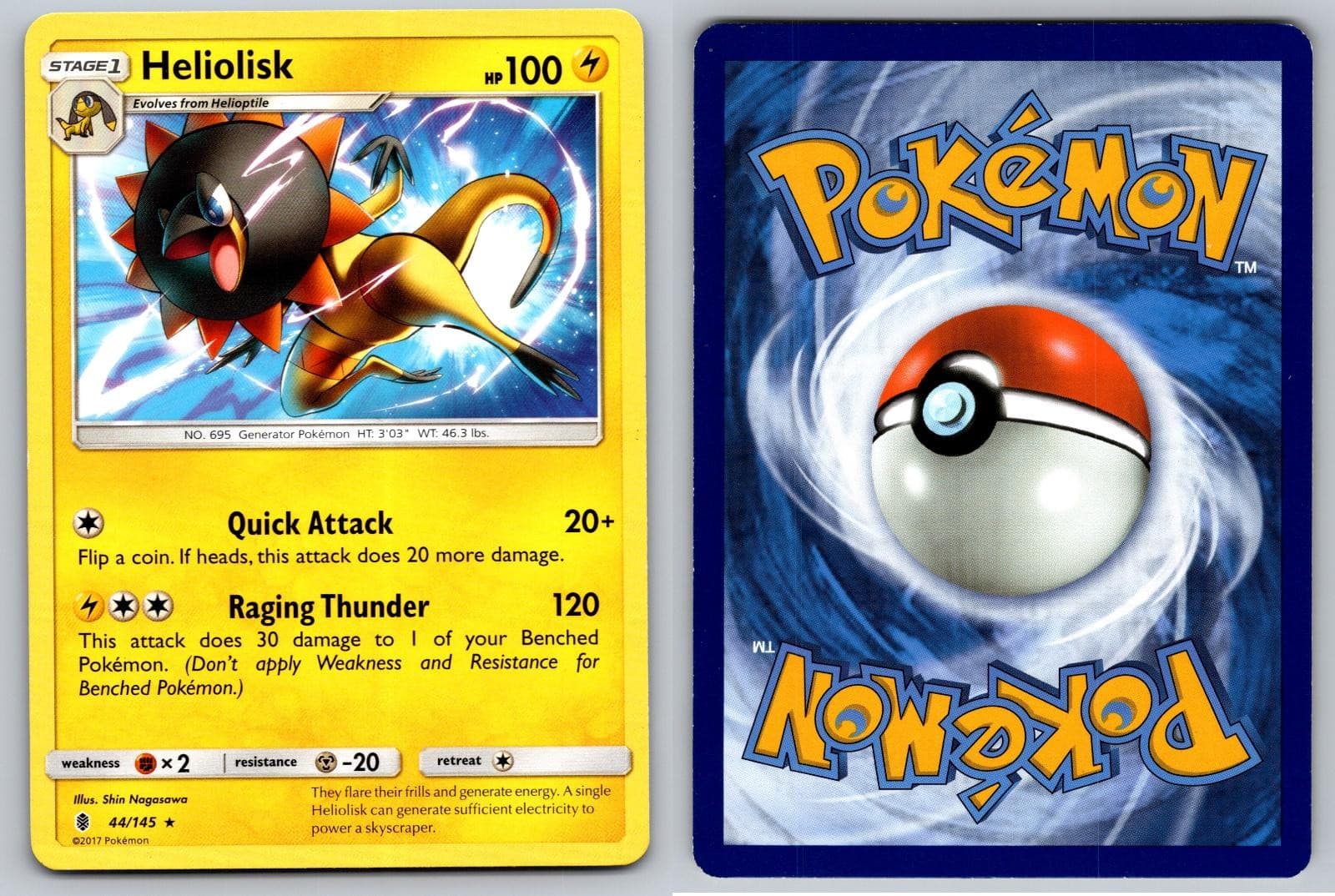HELIOLISK 44/145 RARE GUARDIANS RISING POKEMON NM/M