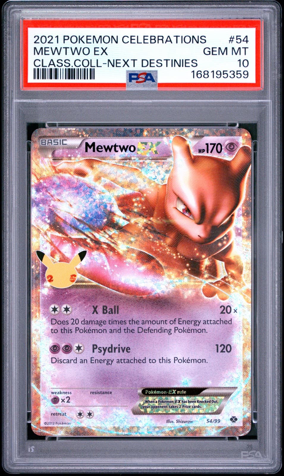 2021 Pokemon Celebrations Classic Collection #54 Mewtwo Ex PSA10