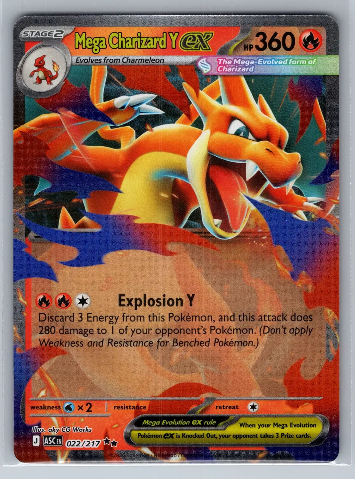 Mega Charizard Y ex 22/217 Ascended Heroes Double Rare Pokemon TCG NM
