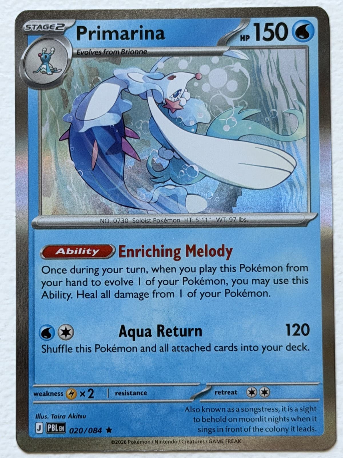 Primarina 20/84 Pitch Black Rare Holo Near Mint Pokemon